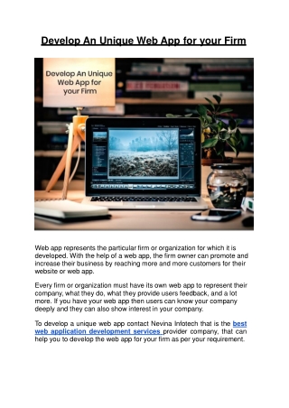 Develop An Unique Web App for your Firm