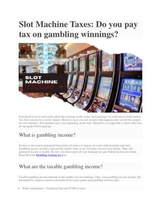 Slot Machine Taxes