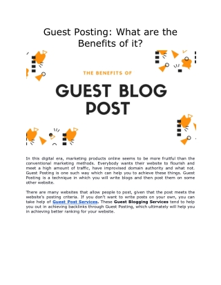 Guest Posting - What are the Benefits of it