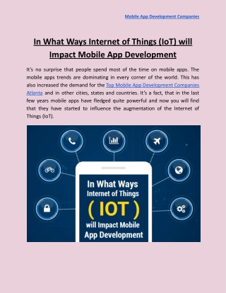 In What Ways Internet of Things (IoT) will Impact Mobile App Development