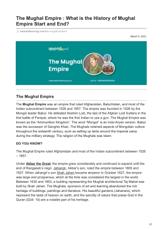 The Mughal Empire  What is the History of Mughal Empire Start and End