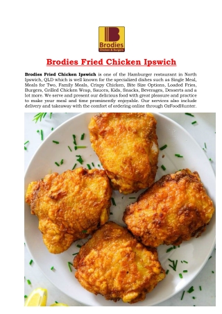 5% Off - Brodies Fried Chicken & Burgers Menu North Ipswich, QLD