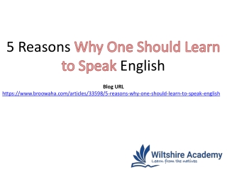 5 Reasons Why One Should Learn to Speak English