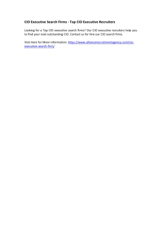 CIO Executive Search Firms - Top CIO Executive Recruiters