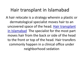 Hair transplant in Islamabad