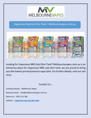 Vaporesso Nrg Sub Ohm Tank | Melbournevapes.com.au