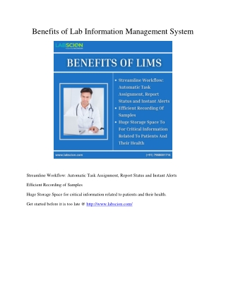 Benefits of Lab Information Management System