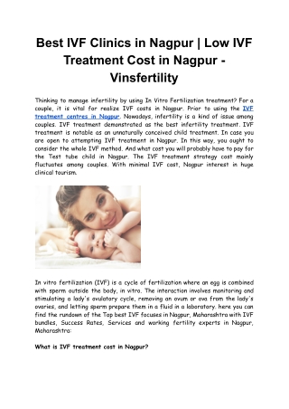 Best IVF Clinics in Nagpur | Low IVF Treatment Cost in Nagpur - Vinsfertility