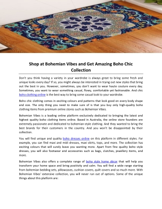 Shop at Bohemian Vibes and Get Amazing Boho Chic Collection