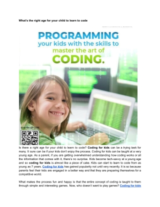 What’s the right age for your child to learn to code