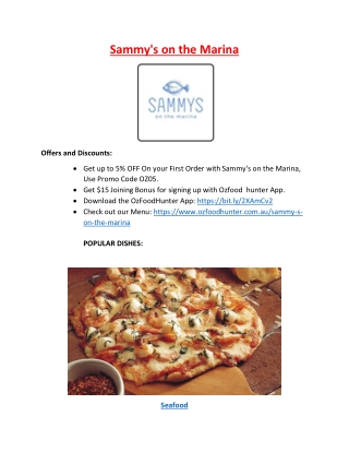 5% off - Sammy's on the Marina - Glenelg Takeaway, SA