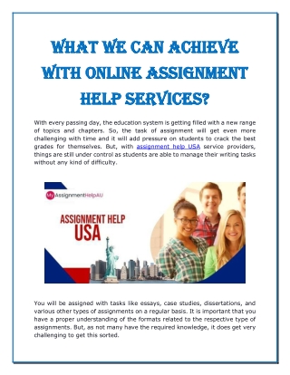 What We Can Achieve with Online Assignment Help Services