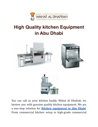 High Quality kitchen Equipment in Abu Dhabi