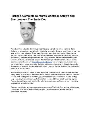 Partial & Complete Dentures Montreal, Ottawa and Sherbrooke - The Smile Doc