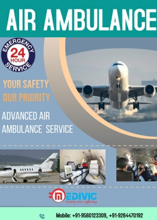 The Finest Air Ambulance Service in Bhopal by Medivic Aviation with all Utility Support