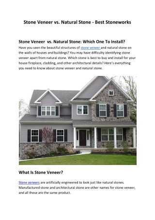 Stone Veneer vs. Natural Stone - Best Stoneworks
