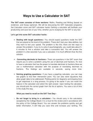 Ways to use calculator in SAT