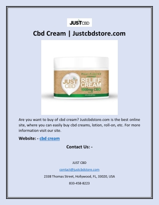 Cbd Cream | Justcbdstore.com