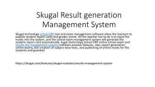 Skugal Result generation Management System