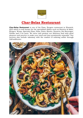 5% Off - Char Belas Pizza, Burgers Restaurant Menu Warwick, QLD