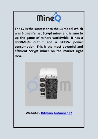 ASIC Miner  Bitmain Antminer L7