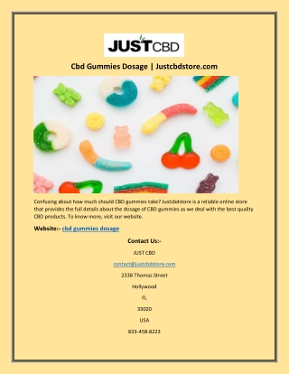 Cbd Gummies Dosage | Justcbdstore.com