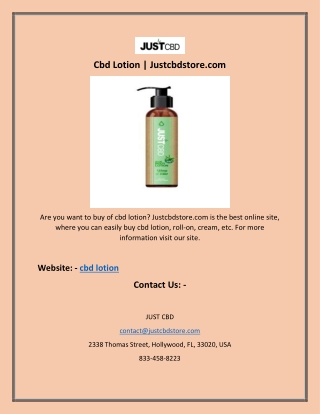Cbd Lotion | Justcbdstore.com