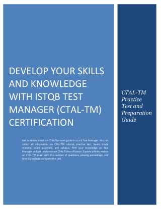 Develop Your Skills and Knowledge with ISTQB Test Manager (CTAL-TM) Certificatio