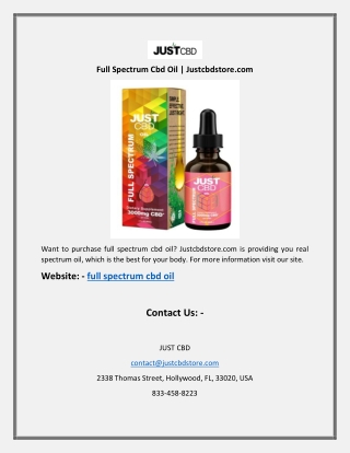 Full Spectrum Cbd Oil | Justcbdstore.com
