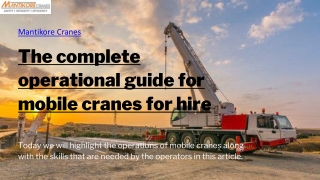 The complete operational guide for mobile cranes for hire