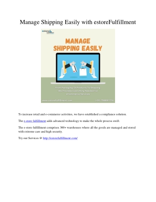 Manage Shipping Easily with estoreFulfillment
