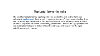Top Legal lawyer in India