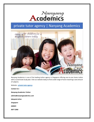 private tutor agency | Nanyang Academics