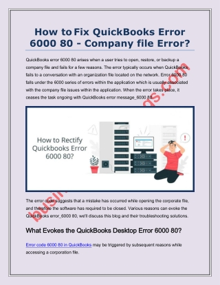 Is QuickBooks Error 6000 80 Troubling you?