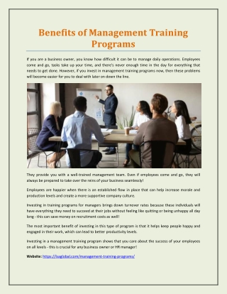 Benefits of Management Training Programs
