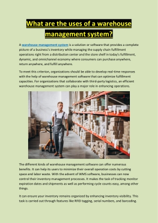 What are the uses of a warehouse management system?