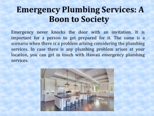 Emergency Plumbing Services: A Boon to Society