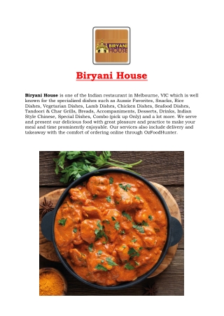 15% Off - Biryani House Indian food takeaway Menu Melbourne, VIC