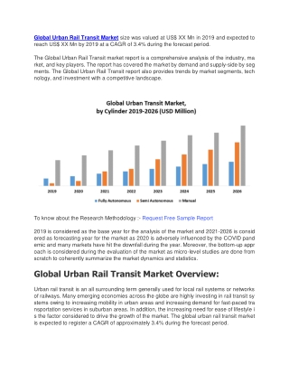 Urban Rail Transit Market size was valued at US