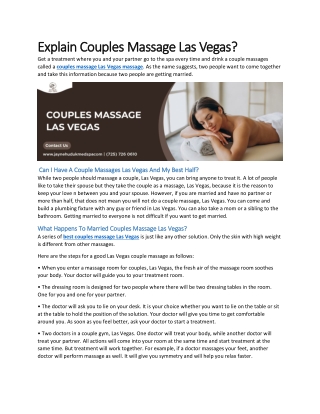 Explain Couples Massage Las Vegas