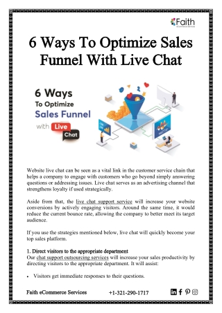 6 Ways To Optimize Sales Funnel With Live Chat