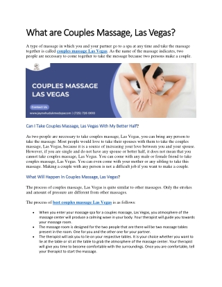 What is couples massage, Las Vegas