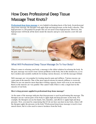 What will professional deep tissue massage do to your body