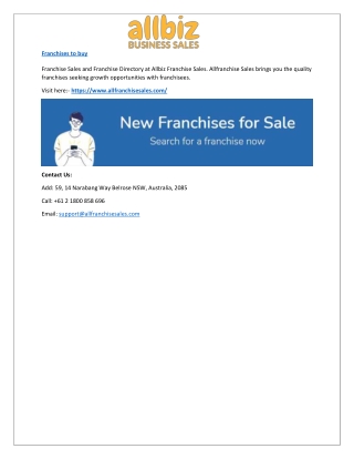 Franchises to buy