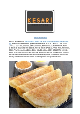 15% off - kesari Indian Restaurant Manor Lakes Menu,VIC