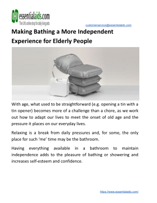 Making Bathing a More Independent Experience for Elderly People