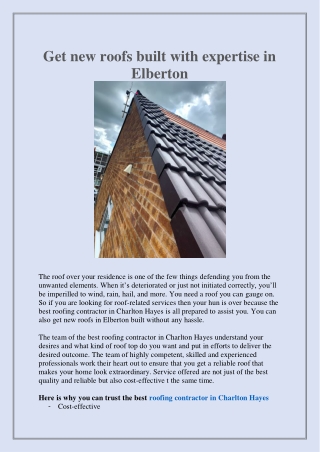 Get new roofs built with expertise in Elberton