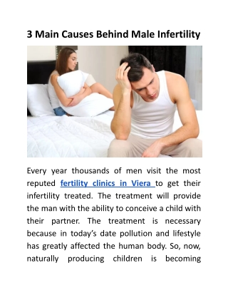 3 Main Causes Behind Male Infertility