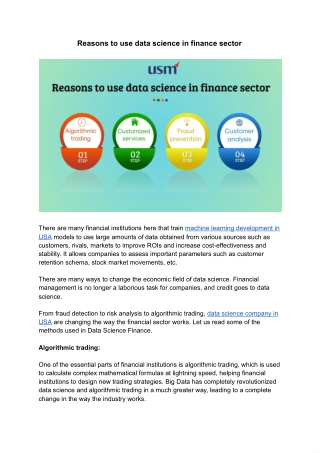 Reasons to use data science in finance sector