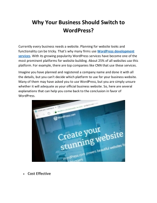 Why Your Business Should Switch to WordPress